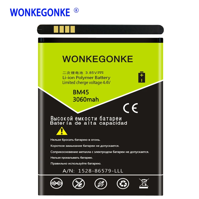 WONKEGONKE 3060mah BM45 батарея для Xiaomi RedMi Note 2 Bateria Hongmi Red Rice Note2 сменные батареи | Мобильные