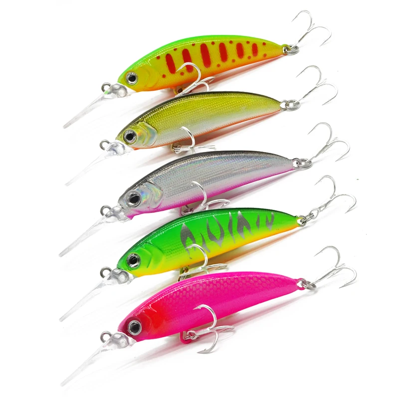 

AIOUTE Minnow Fishing Lures 5cm 6g Hard Wobblers Crankbait 3D eyes bait Artificial trout Pike fishing accessories carp