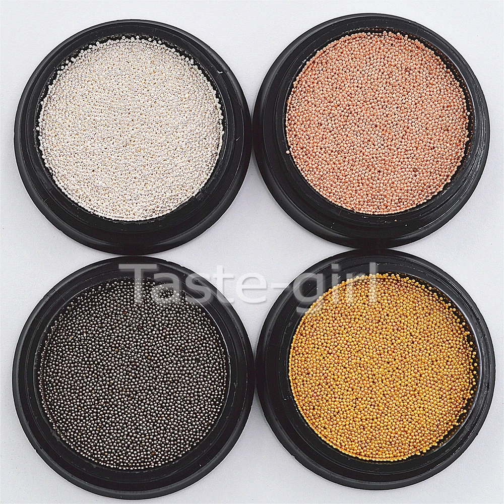 

Mini Steel Ball Caviar Bead 3D Nail Decoration 0.6mm Gold Silver Champagne black Studs Manicure Nail Art round Decoration