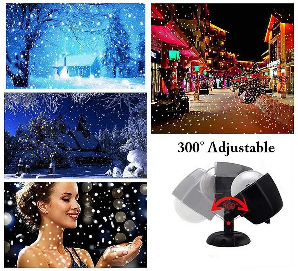 6W LED Snowfall Projector Lights Light Rotating Spotlight Outdoor Indoor Landscape Decorative Lighting with Remote Control
