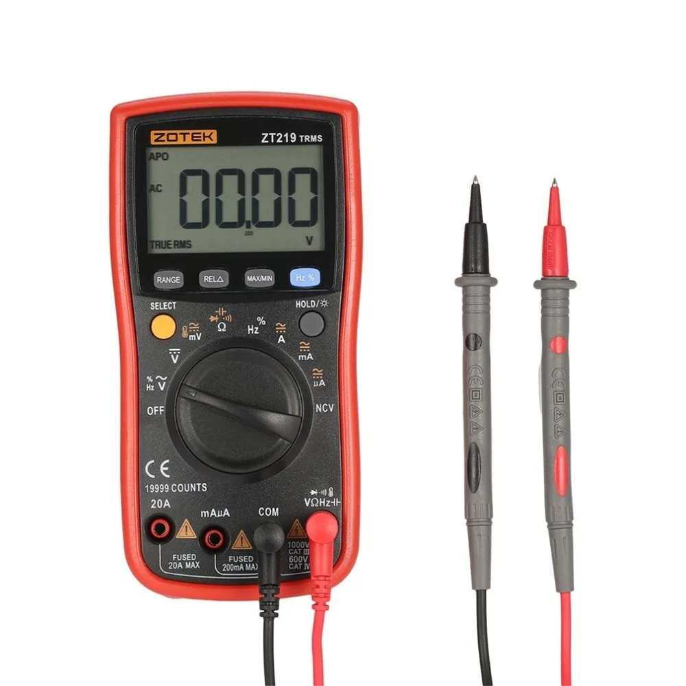 

ZOTEK ZT219 19999 Counts True-RMS Auto Range Digital Multimeter AC/DC Voltage Current Voltmeter Capacitance Ohm Diode Meter