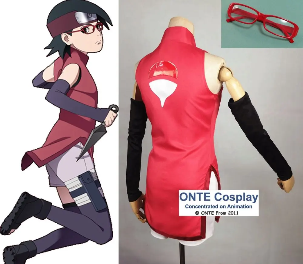 

Customized BORUTO NARUTO THE MOVIE Uchiha Sarada Cosplay Costume New Fashion Women Cheongsam Anime Clothes +Sleeve Cover +Sock