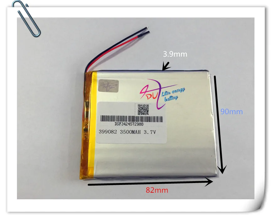 

10 pcs 3.7V 3500mah 399082 Lithium Polymer Li-Po Rechargeable Battery For GPS PAD DIY Mobile Pocket PC E-books Video game