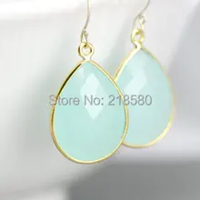 СЕР-020 Teardrop Кристаллические серьги, Зеленый Кристалл Длинные висячие серьги, золотой или серебряный ободок Серьги