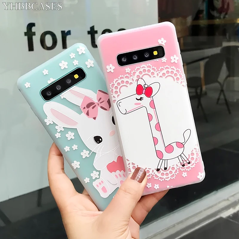 YHBBCASES рельефный чехол для телефона с милым кроликом и жирафом Samsung Note 8 9 чехлы Galaxy