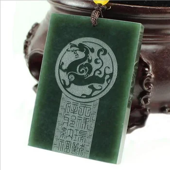 

Drop Shipping XinJiang HeTian Jade Dragon Pendant Necklace Jade Peace Safety Lucky Amulet Necklace With Chain For Men Women Gift