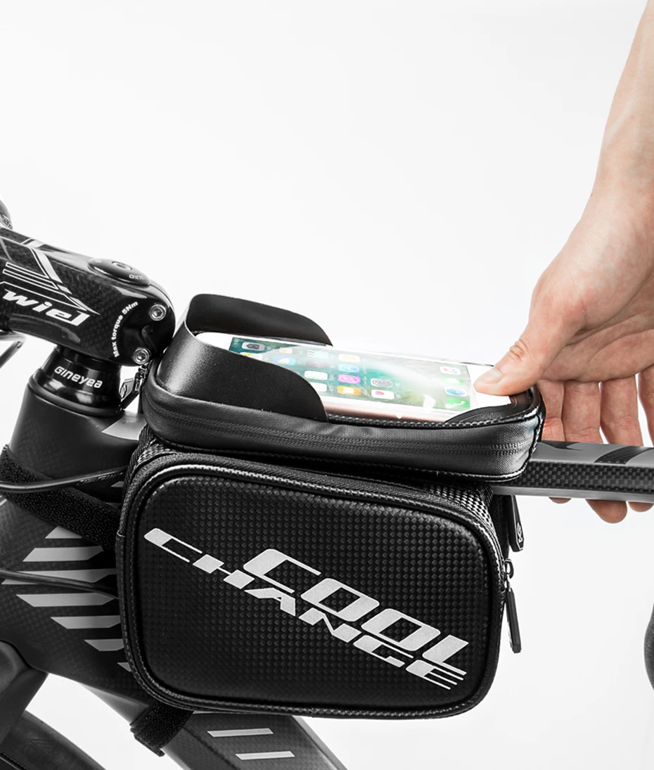 Perfect 2018 CoolChange Bicycle Frame Front Head Top Tube Waterproof Bike Bag&Double IPouch Cycling for 6.0 In Cell Phone Cycling Bag 7