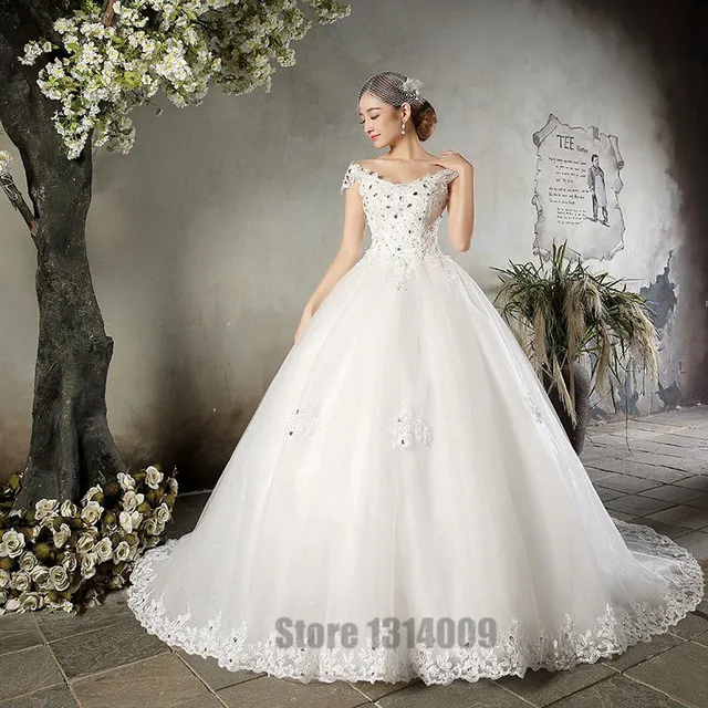 21296 Luxueux Bling Cap Manches Robes De Mariée Corset Corsage Sheer Nuptiale Bal Cristal Perle Perles Strass Tulle Robes De Mariée Dans Robes De