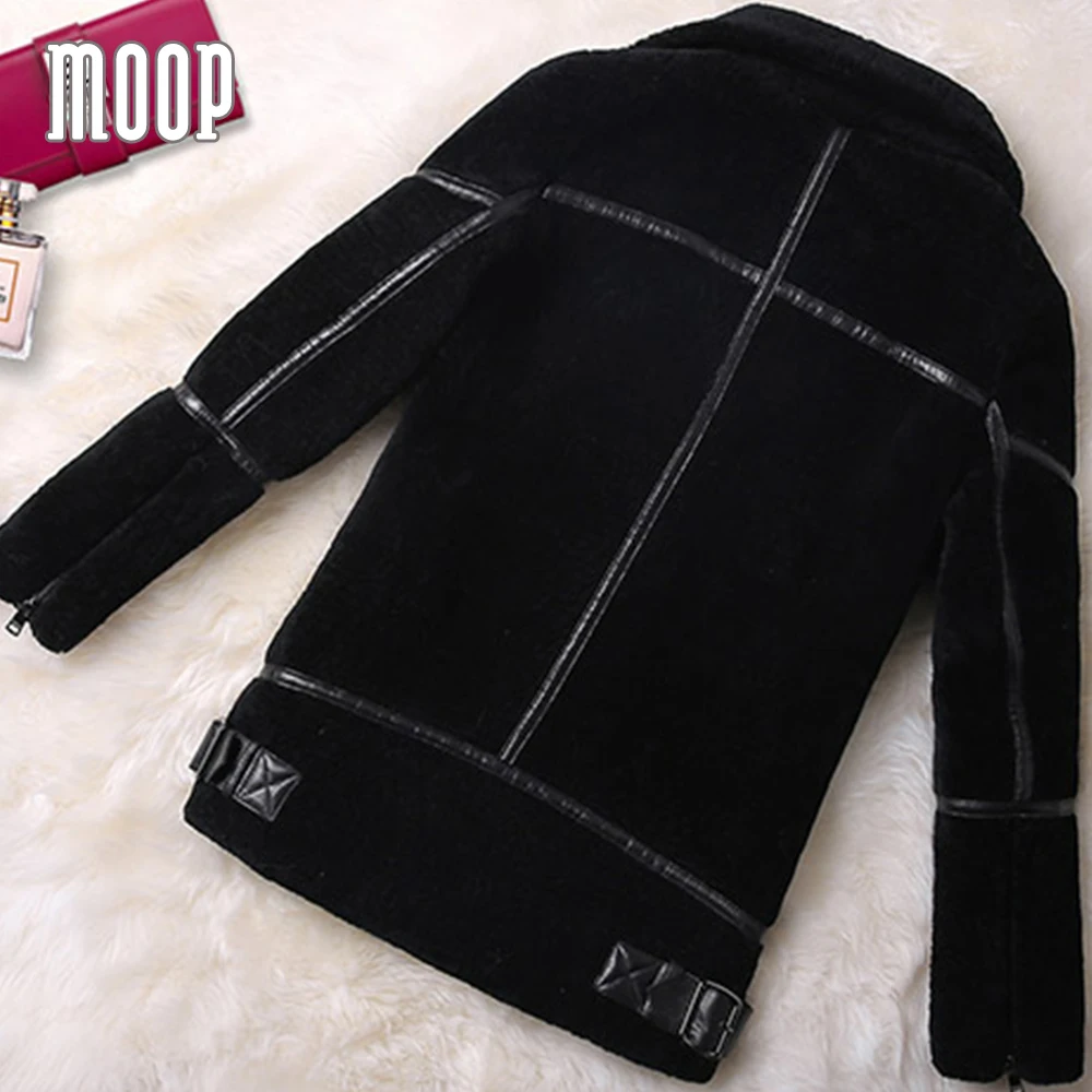 Couro Pic Femmes Peau D'hiver De Pour Noir Vestes Spliced Tondus Lt1064 Véritable Manteaux Per Moto Cuir Black Mouton En Jaqueta Cw0xxqZHz