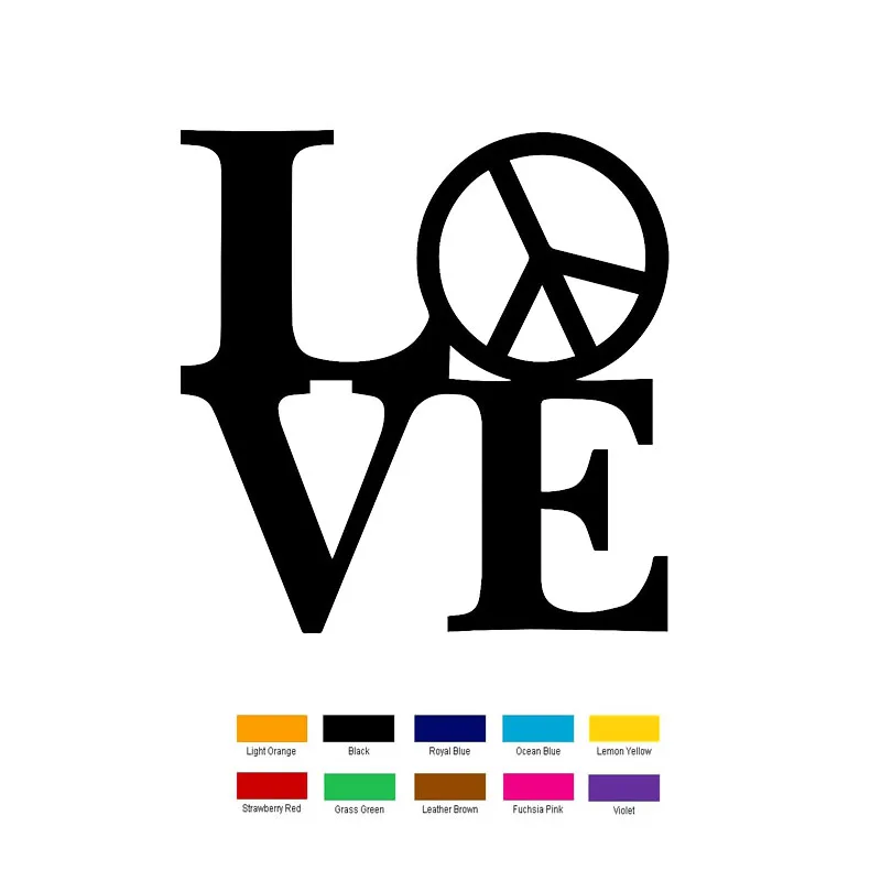 

Car styling 15cm x 15cm Love With Peace Car Sticker For Truck Window Bumper Auto SUV Door Laptop Kayak Vinyl Decal 11 Colour Jdm