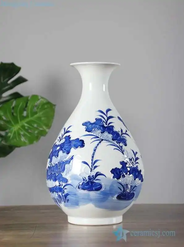 

RYCI45/RYCI46-A China cheap blue and white fish and lotus pattern porcelain vase