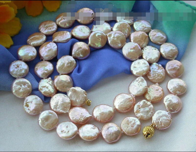 

Free shipping >>>>>z3520 30" 14MM PINK COIN FW CULTURED PEARL NECKLACE