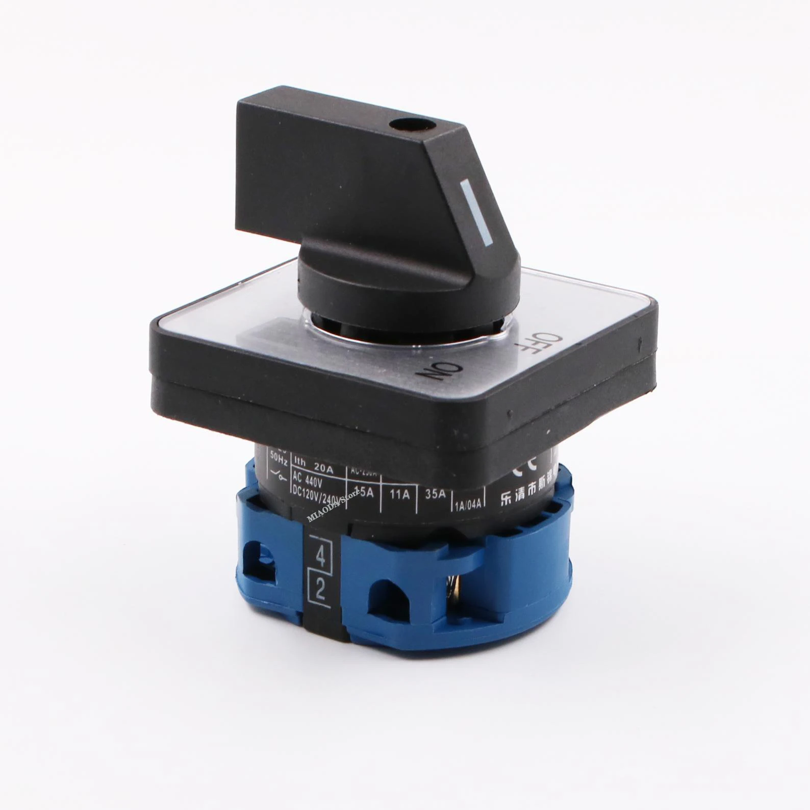 

LW26-20 CA-10 440V Ui 660V 20A Rotary Cam Switch ON/OFF 2 position 2 Poles 4 terminals (CE, TUV, RoHS)