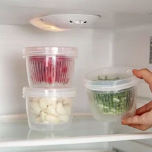 Творческий Круглый стока запечатанной коробке для имбирь, чеснок, лук холодильник четкими мусора холодильник коробка для хранения Поднос кухонный Органайзер