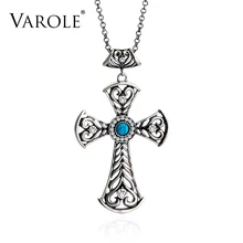 

Varole Bohemia Vintage Pendant Suspensions Jewelery Cross Design Necklaces & Pendants For Women Jewelry Ancient Silver Color