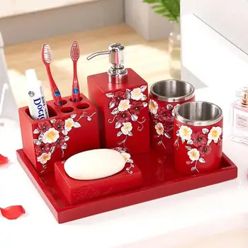 

Bathroom five-piece wash set creative bathroom supplies wash cup brush tooth cup mouth mug wedding housewarming LO725603