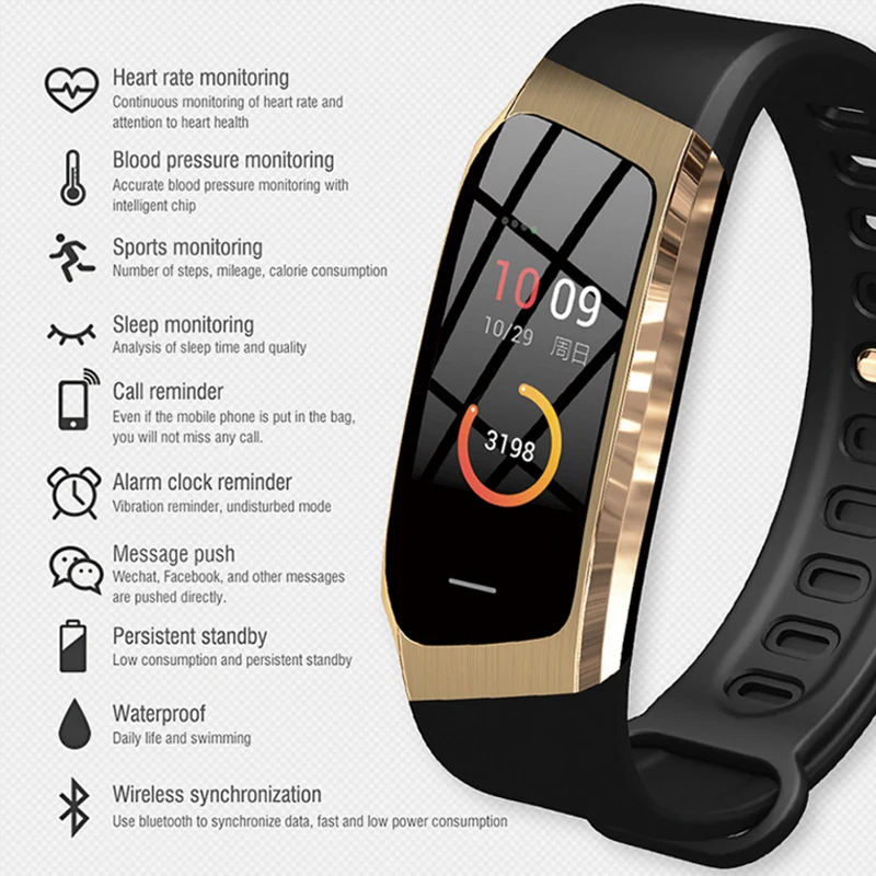 

2019 New Heart Rate Bracelet Colorful Screen GPS Movement Track Step IP67 Waterproof Smart Bracelet For Men and Women