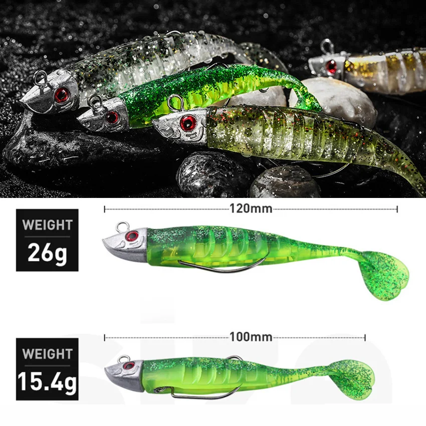 

Lead Head Jig Soft Lure 9cm/15g 11cm/25g Jig Head Soft Bait T Tail Artificial Lures Worm Hook Fishing Lure