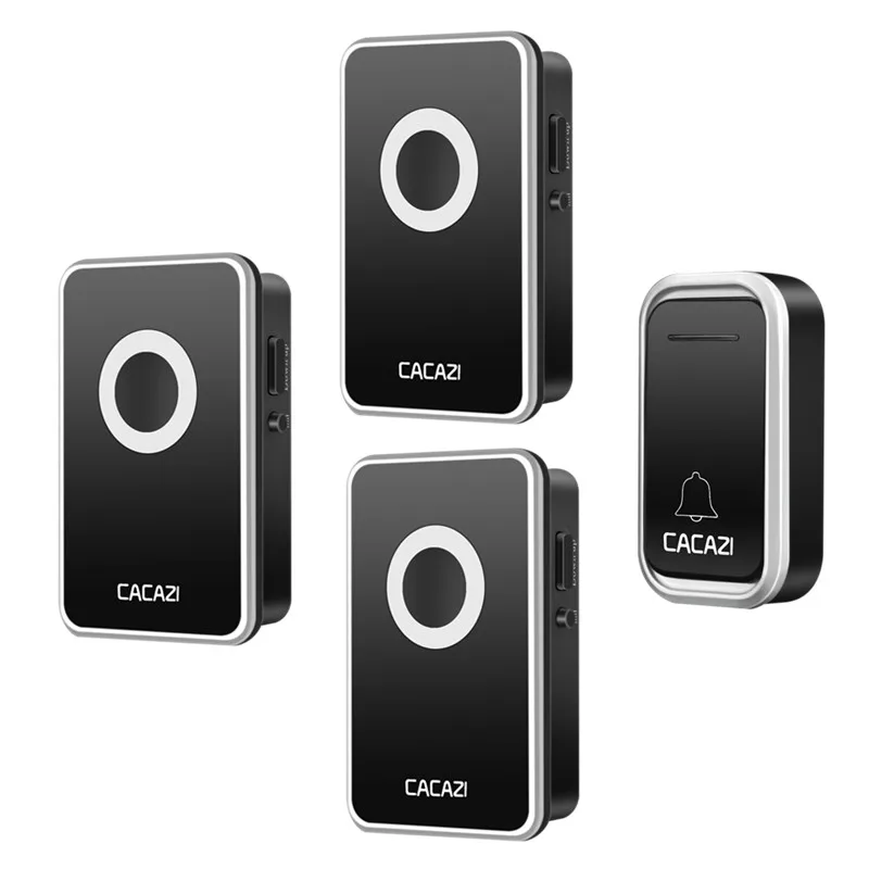 

CACAZI Smart Wireless Waterproof DoorBell Battery Button Operated 300M Remote Home Calling Bell 38 Rings 3 Volume AC US EU Plug
