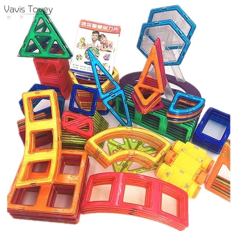 Vavis Tovey 153PCS Magnetic Mini Building Blocks Educational DIY kits Magnet free stickers Designer Constructor Toys kids Gift |
