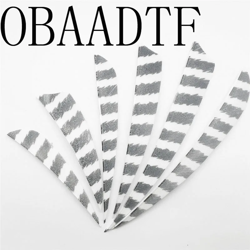 

100pcs 3" 4" 5" Water Drop Shield Cut Shape Striped White Archery Hunting Shooting Arrow Feather Fletching Vanes Archery Bow