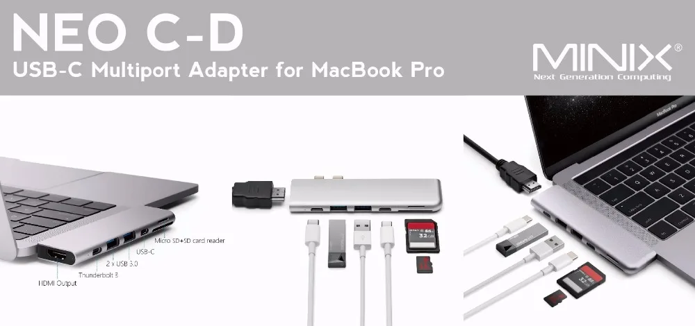 MINIX NEO C-D Thunderbolt 3 USB-C Зарядка до 5 к 60 Гц или два 4 к 60 Гц многопортовый адаптер HDMI выход для MacBook Pro