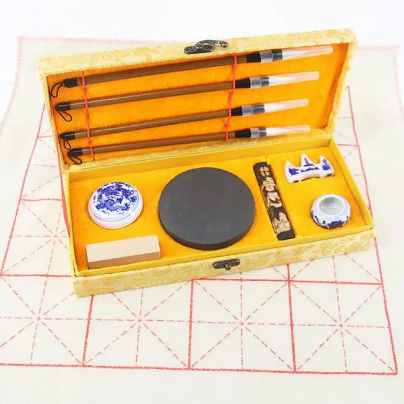 Chino tradicional juego de caligrafía para principiantes erudito cuatro joyas Regular Script caligrafía escritura cepillos pluma conjunto Chino tradicional juego de caligrafía para principiantes erudito cuatro joyas Regular Script caligrafía escritura cepillos pluma conjunto
