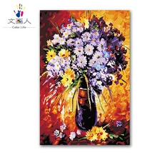 Картины с цветами картина маслом по номерам с комплектами, красивая ваза Раскраска по номерам для декора гостиной