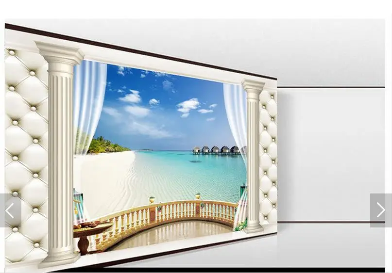 

Custom photo wallpapers 3d wall murals wallpaper 3 d Roman column sea TV setting wall balcony 3d living room decoration