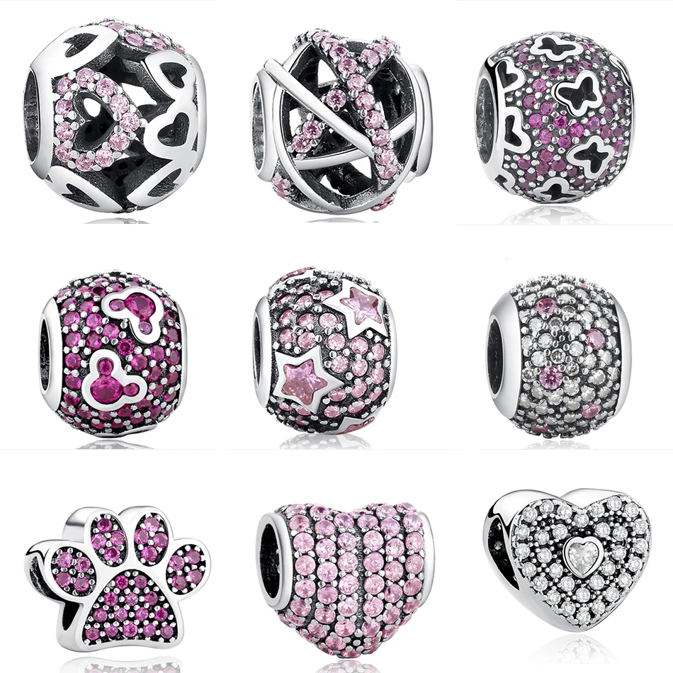 EVOJEW Authentic 925 Sterling Silver Cute Cat Claw Shining Star fit Pandora Charm Bracelet Original Christmas Gift | Украшения и