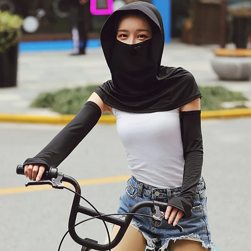 Outdoor Ice Silk Sunscreen Cap Multi-function Breathable Quick-drying Sunshade Gauze Mask Shawl Cap Cool