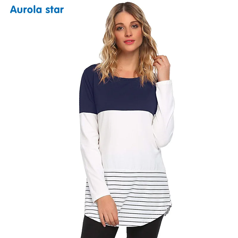 maternity winter long sleeve blouse AS1776 Navy blue 002