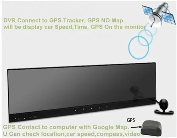 Зеркало заднего вида DVR, gps трекер 4,3 дюймов HD Blutooth телефон громкой связи с резервной камерой парковки беспроводной громкой связи 2AV IN