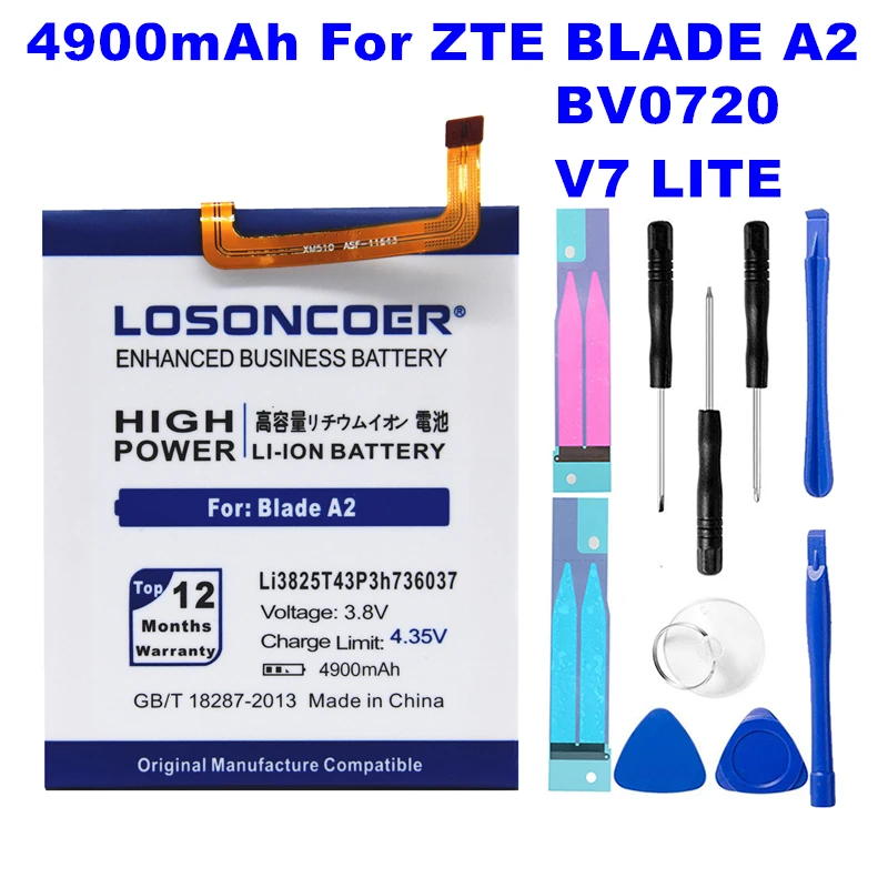 

LOSONCOER Li3825T43P3h736037 4900mAh Battery For ZTE BV0720 / ZTE Blade A2 / ZTE Blade V7 Lite Dual SIM Battery