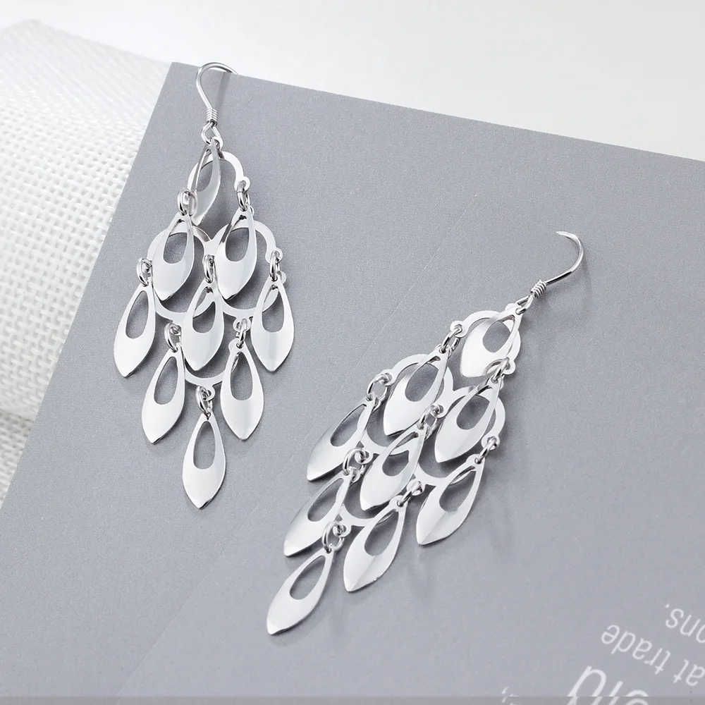 

GUP6 women fine jewelry,lady fashion earrings in the shape of peacock feathers,925 silver earring for queen