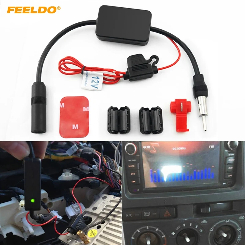 FEELDO 4Set Car Automobile Antenna Arial Radio AM/FM Signal Booster Amplifier #AM4598 | Автомобили и мотоциклы