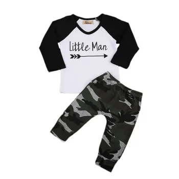 

2Pcs Kids Clothes Set Baby Boys Cotton Letter Camouflage Outfits T-shirt Tops +Pants Kids Autumn Spring Clothing Sets Outfits