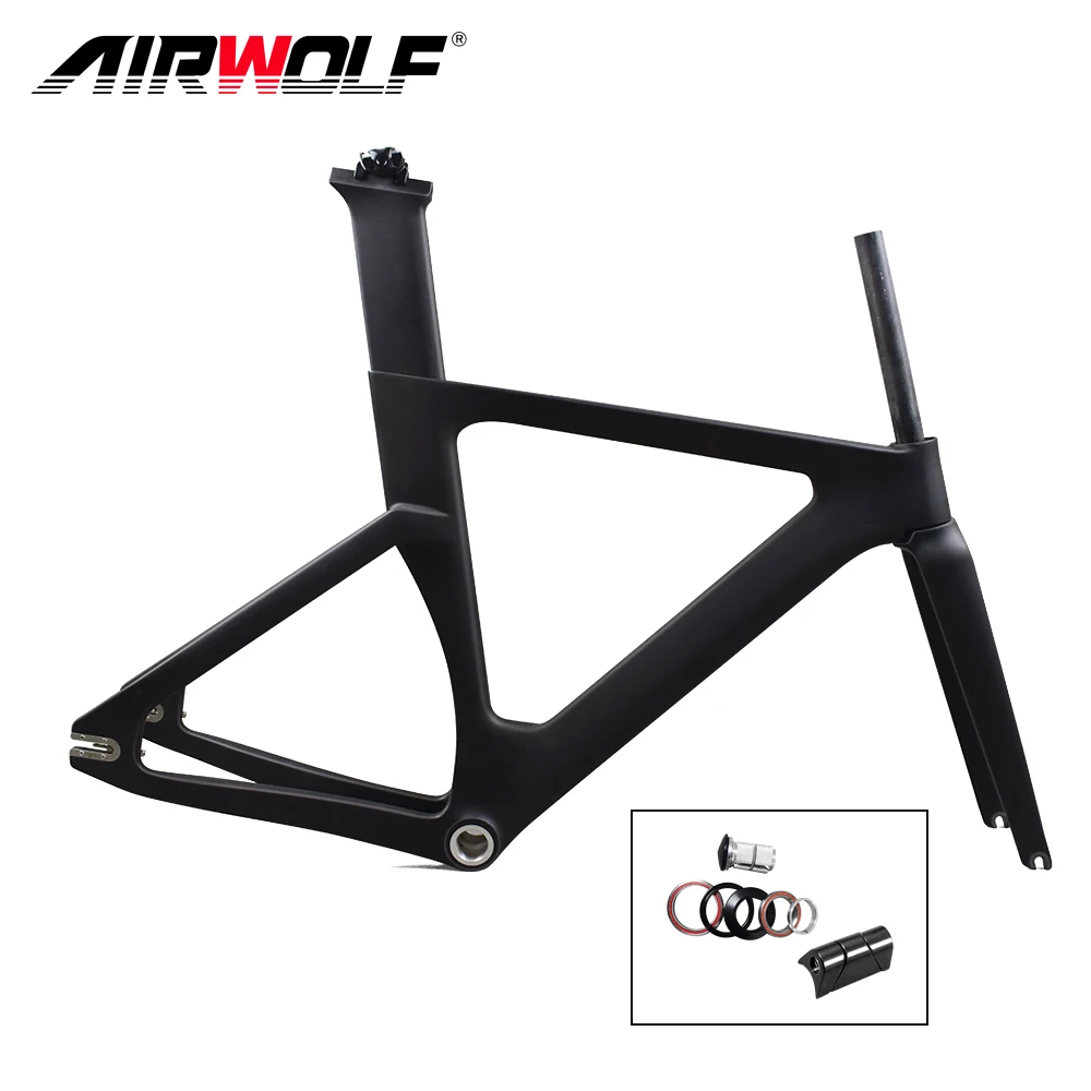 Top Airwolf Carbon Track Frame Fixed Gear bike frame BSA with Fork/seatpost road carbon frames 49/51/54cm Carbon Track Bike frameset 0