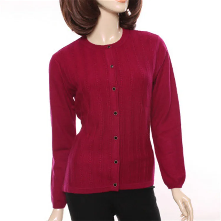  high grade 100%goat cashmere o-neck knit women fashion sweet cardigan sweater single breasted orang