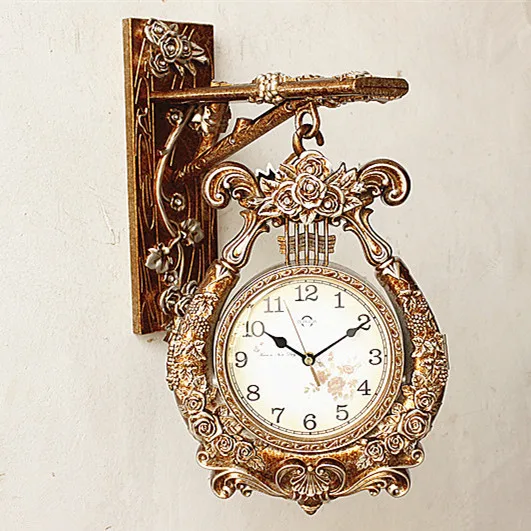 European Style Double Sided Wall Clock Creative Fashion Living Room European Style Double Sided Wall Clock Creative Fashion Living Room Zhong Shiying Modern