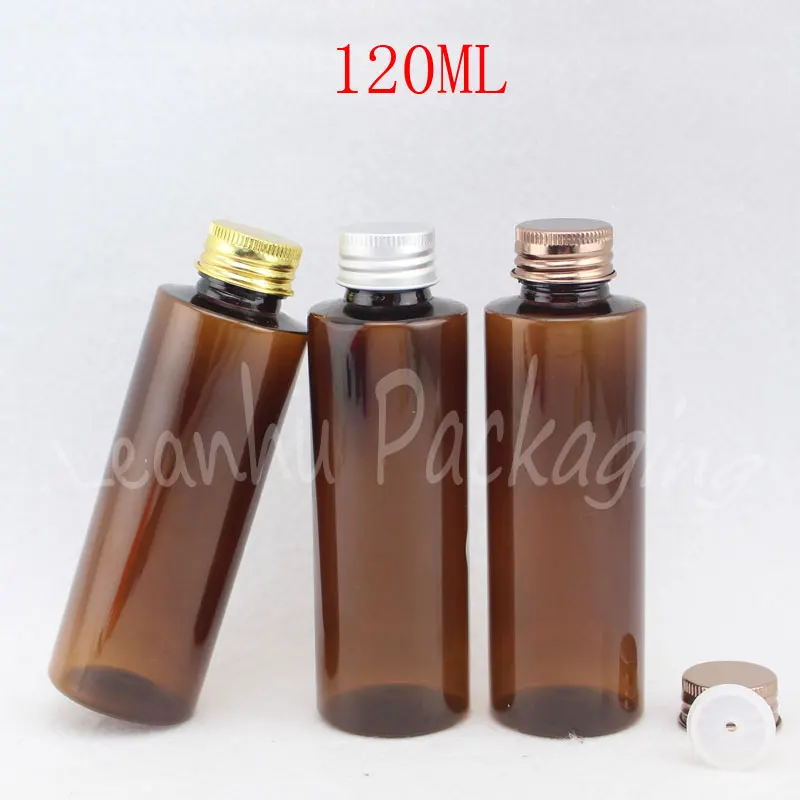 

120ML Brown Plastic Bottle Aluminum Cap ,120CC Shampoo / Shower Gel Sub-bottling , Empty Cosmetic Container ( 50 PC/Lot )
