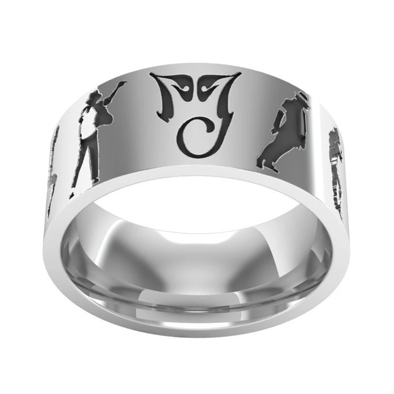 

8mm Outer Flat Inner Michael Jackson Dance Print Fashion Cool Print Decoration Jewelry Ring