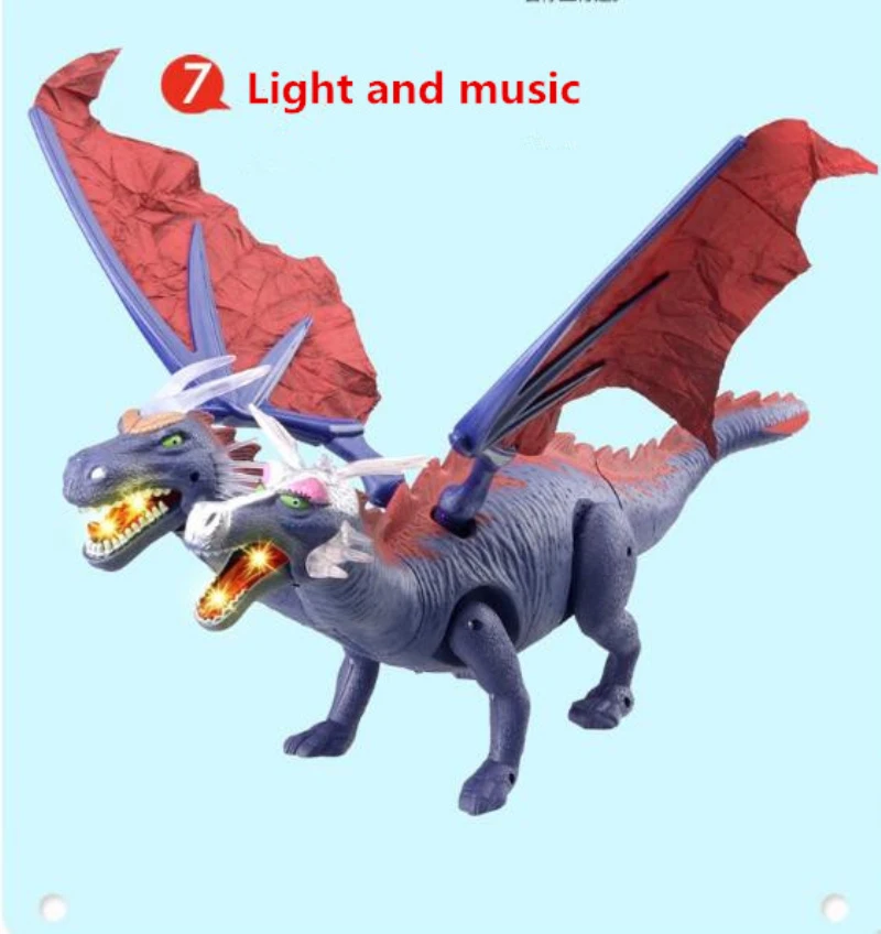 Классическая развивающая игрушка большого размера, Электрический динозавр, ходячий музыкальный светильник с крутым крыльями, лучший подарок для детей