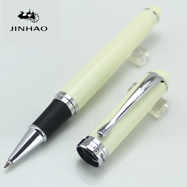 

JINHAO 750 Executive Roller Ball Pen Ivory White And Silver Stationery Office Supplies Writing pen