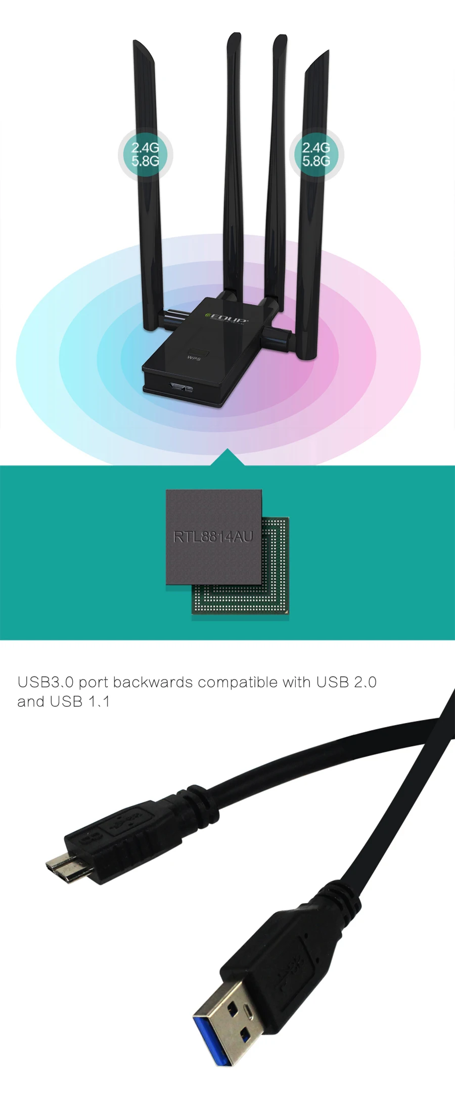 EDUP 1900mbps wireless usb wifi adapter  (3)