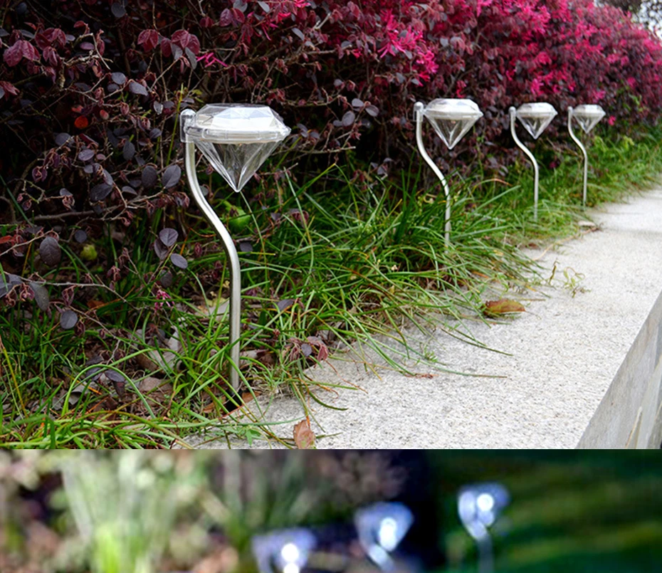 Solar do Jardim para Decorações ao ar Mudança da Cor Lâmpada para Quintal Paisagem ao ar Jogo de Diamante Levou Livre Luzes Pathway Solar Luz 2 Cheap Lâmpadas solares