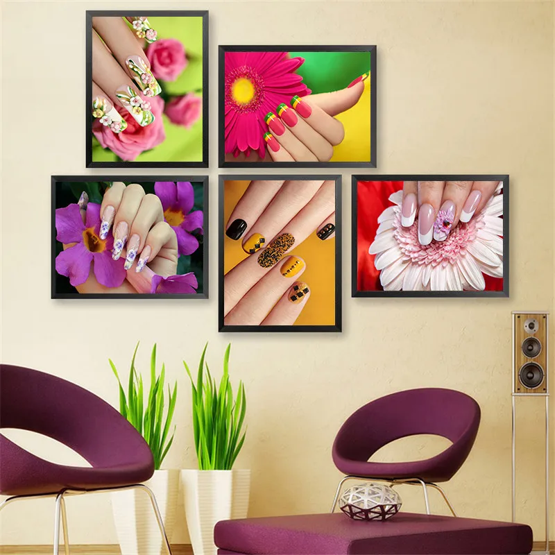Pink Lips and Nails 5 Pieces Canvas Art Print Picture Poster Wall Home Decor 