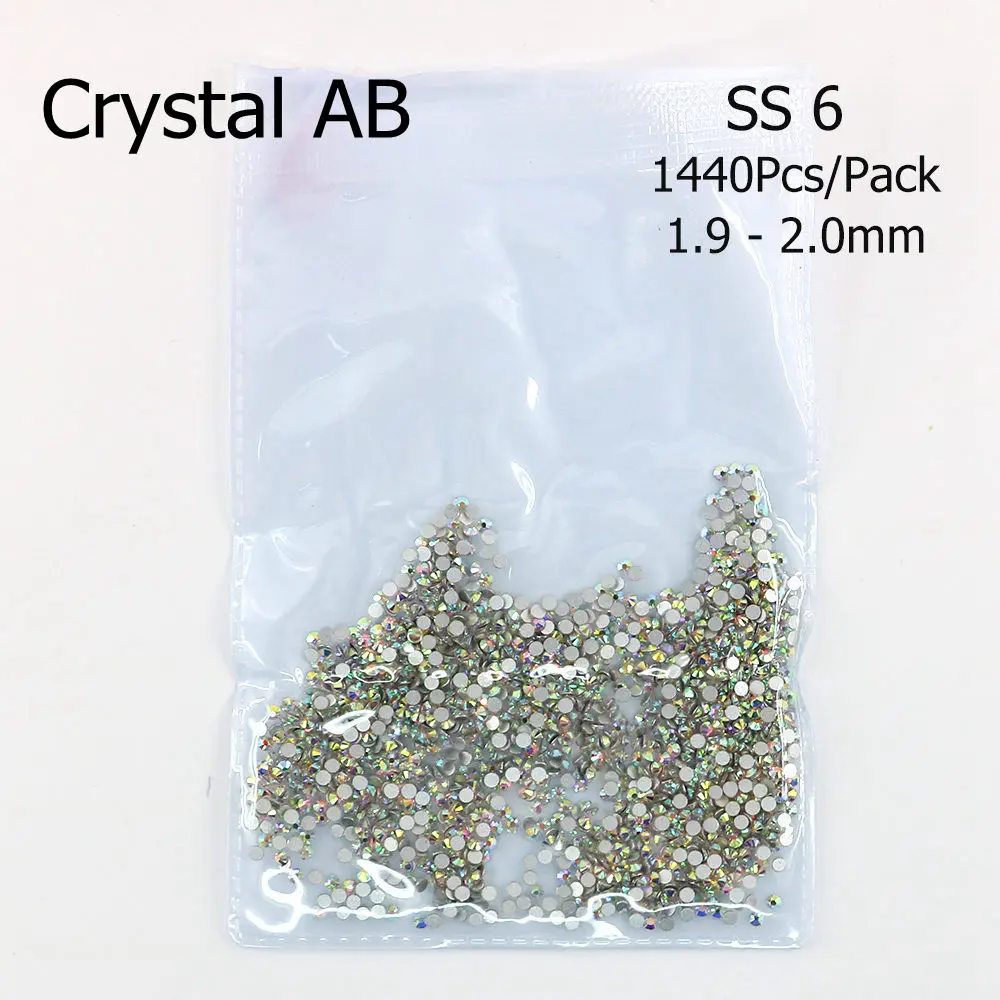 3D кристаллы для ногтей, прозрачные стразы разных размеров, стразы для дизайна ногтей, дизайнерские стразы, камень, украшение для маникюра, 1440 шт/упаковка - Цвет: Crystal AB SS6