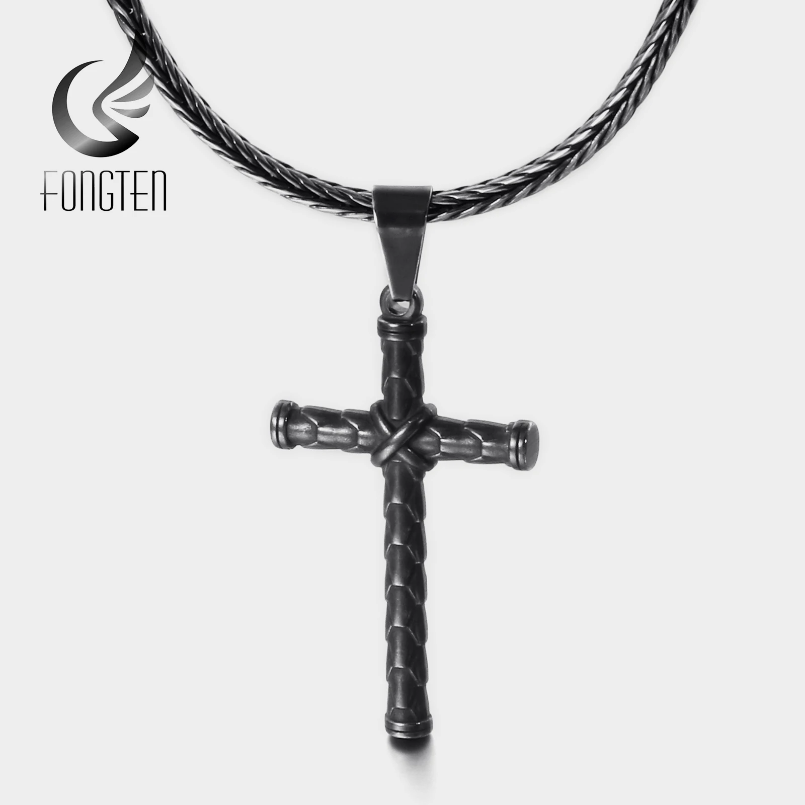 

Fongten Vintage Stainless Steel Cross Retro metal Pendants Man Costume Necklace Fashion Jewelry