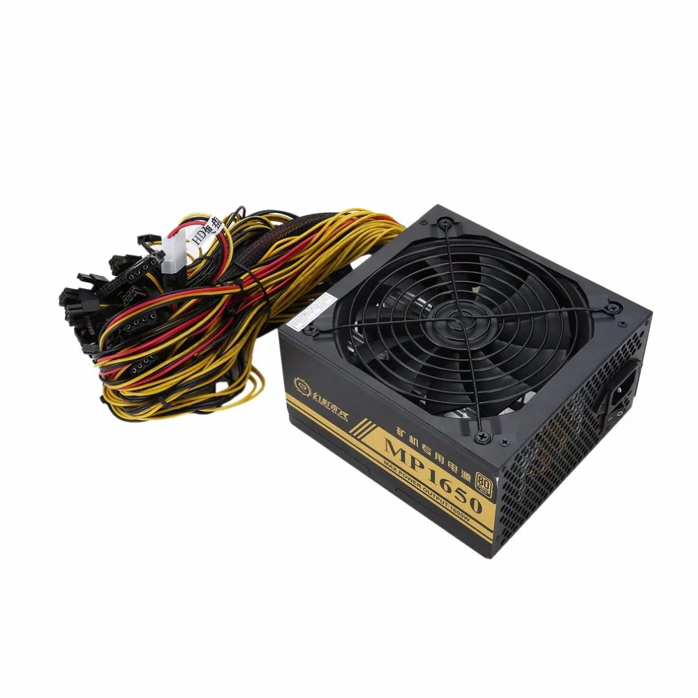 1600W Modular Power Supply For 6 GPU Eth Rig Ethereum Coin Mining Miner Machine with Low Noise Cooling Fan for Miner and Server